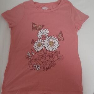 Butterfly and Daisy Kids T-Shirt - Pink
